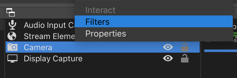 obs right click and select Filters